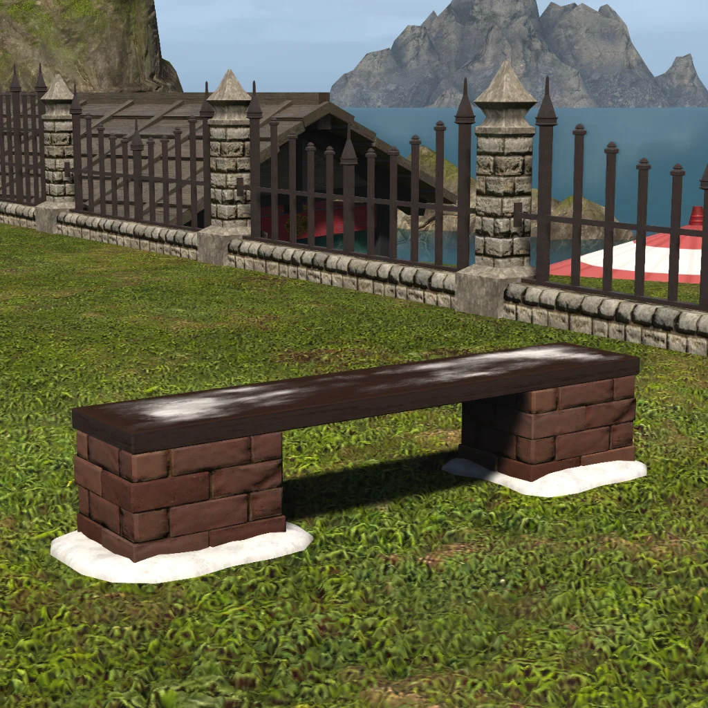 Snowy Red Brick Bench